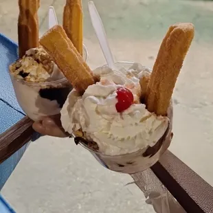 Churro Sundae with &amp; without whip cream
