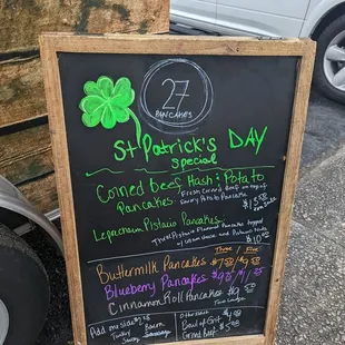 St Patrick's Day Menu