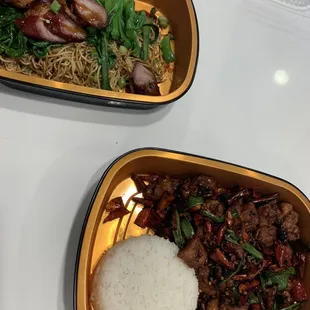 Bathed Pepper Chicken (has a decent kick) Hong Kong noodles