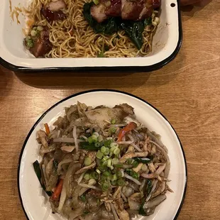 two plates of food on a table