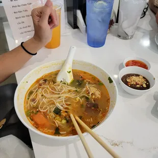 Pho crab rice noodle soup