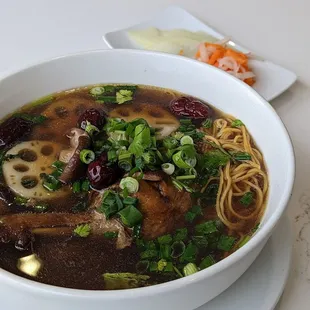 a bowl of noodle soup