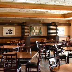 tables and chairs in a restaurant