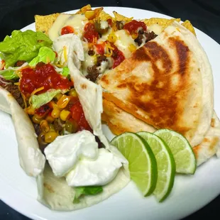 a plate of mexican food