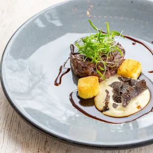 Grilled Rib Eye | Cabernet-Braised Oxtail | Polenta Foam