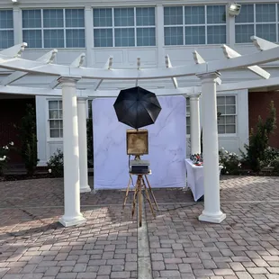 Our Open-Air Photo Booth with our marble backdrop