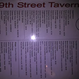 menu