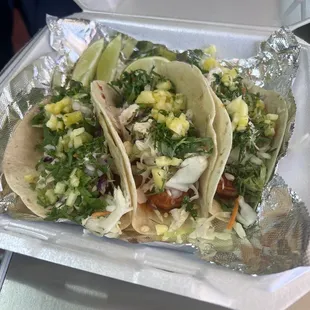 Shrimp tacos  the pineapple in the tacos omg soooooo goood