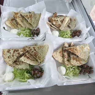 a variety of quesadillas