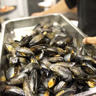 Mussels dish being plated