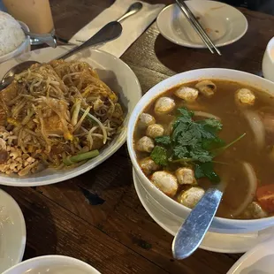 Pad thai and tom yum soup