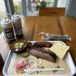 Brisket, sausage and beans