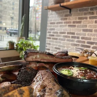 a plate of ribs and sides