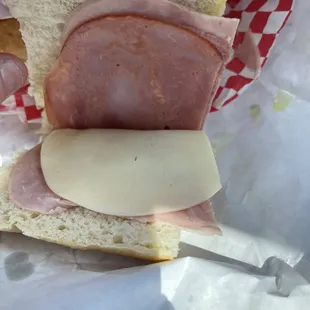 a ham and cheese sandwich