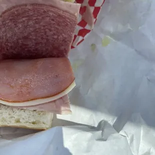 a ham and cheese sandwich