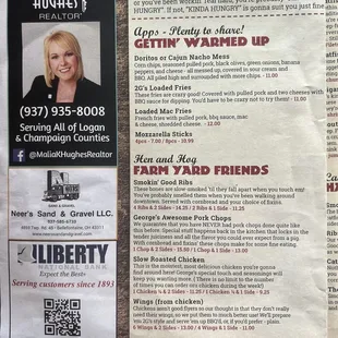 a menu for a restaurant