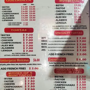 menu
