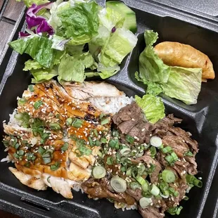 Chicken Beef plate. Very fast service and they are extremely nice.