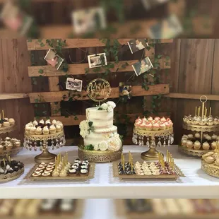 a table of desserts