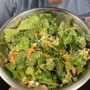 Large build your own salad for about $13 includes protein choice and all toppings.