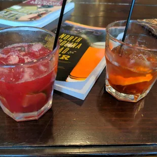 Blackberry whiskey sour and old fashioned (smoked)