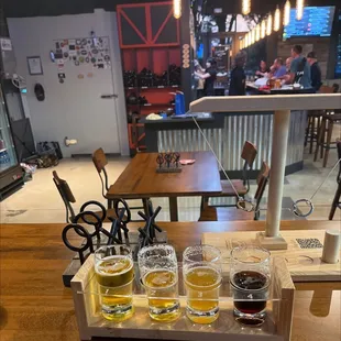 Beer flight, bar, table games