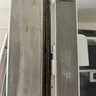 Black mold, broken hinges, and rotted seal