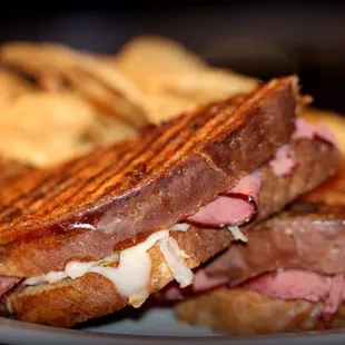 a grilled ham and cheese sandwich