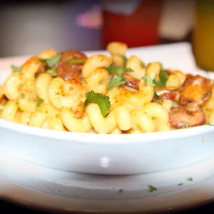 a bowl of macaroni and cheese