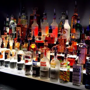 a variety of alcohol bottles