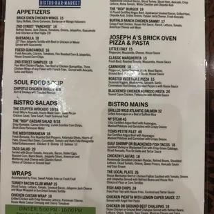 Menu as of 2/2025