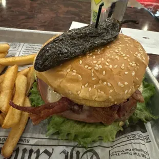 RGV burger (lots of fries to the side