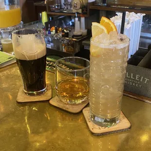 Guinness, bourbon and something peachy