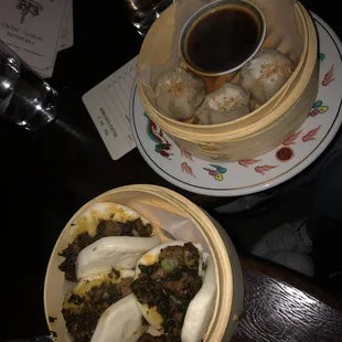 Seafood shumai &amp; pork belly baos