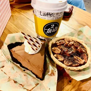 a slice of pie and a cup of coffee