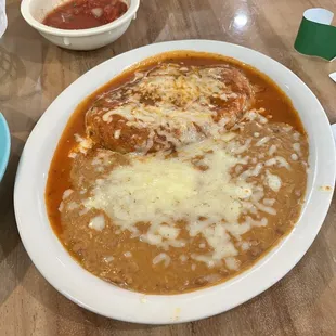 Chile Relleno and beans (part of Special Lunch 1)