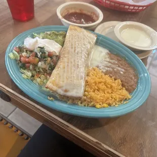 Lunch steak chimichanga