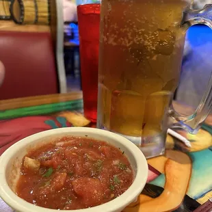 32 ounce beer and salsa