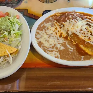 Lunch Special #1 with Chili Cheese Relleno, a crisp taco and beans $6.99.