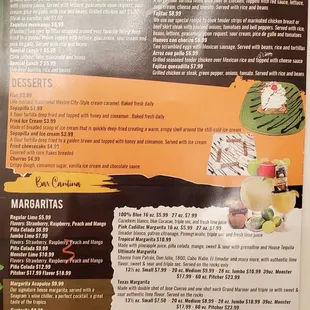 Lunch menu and drinks