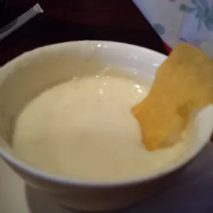 Cheese dip and chips were very good.