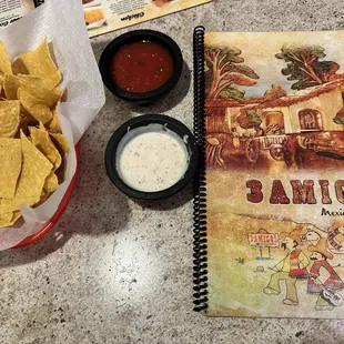 Menu chips and Salsa