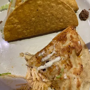 Beef Tacos  &amp; Shredded Chicken Quesadilla