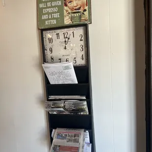 Clock with newspaper