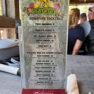 Drink menu