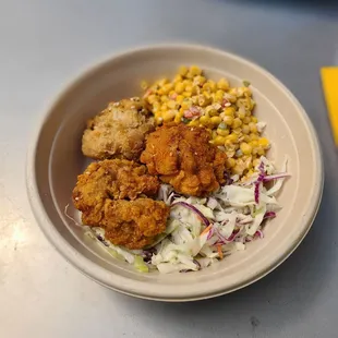 3 pcs Spicy and Regular Tenders with Corn and Slaw