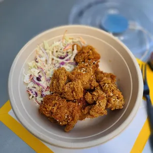 OMG Spicy Chicken Tenders with Apple Coleslaw Bowl