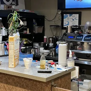 Messy space, little space. Open Cheerios box?