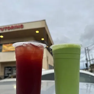 Matcha and strawberry jasmine