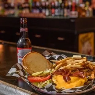 a burger and fries